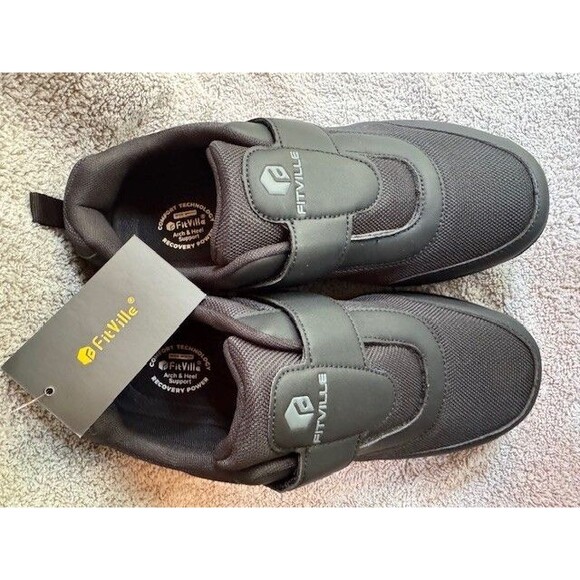 Fitville Mens Marca Black Knit Orthopedic Diabetic Walking Shoes 10 EW Wide NWT - Picture 4 of 12